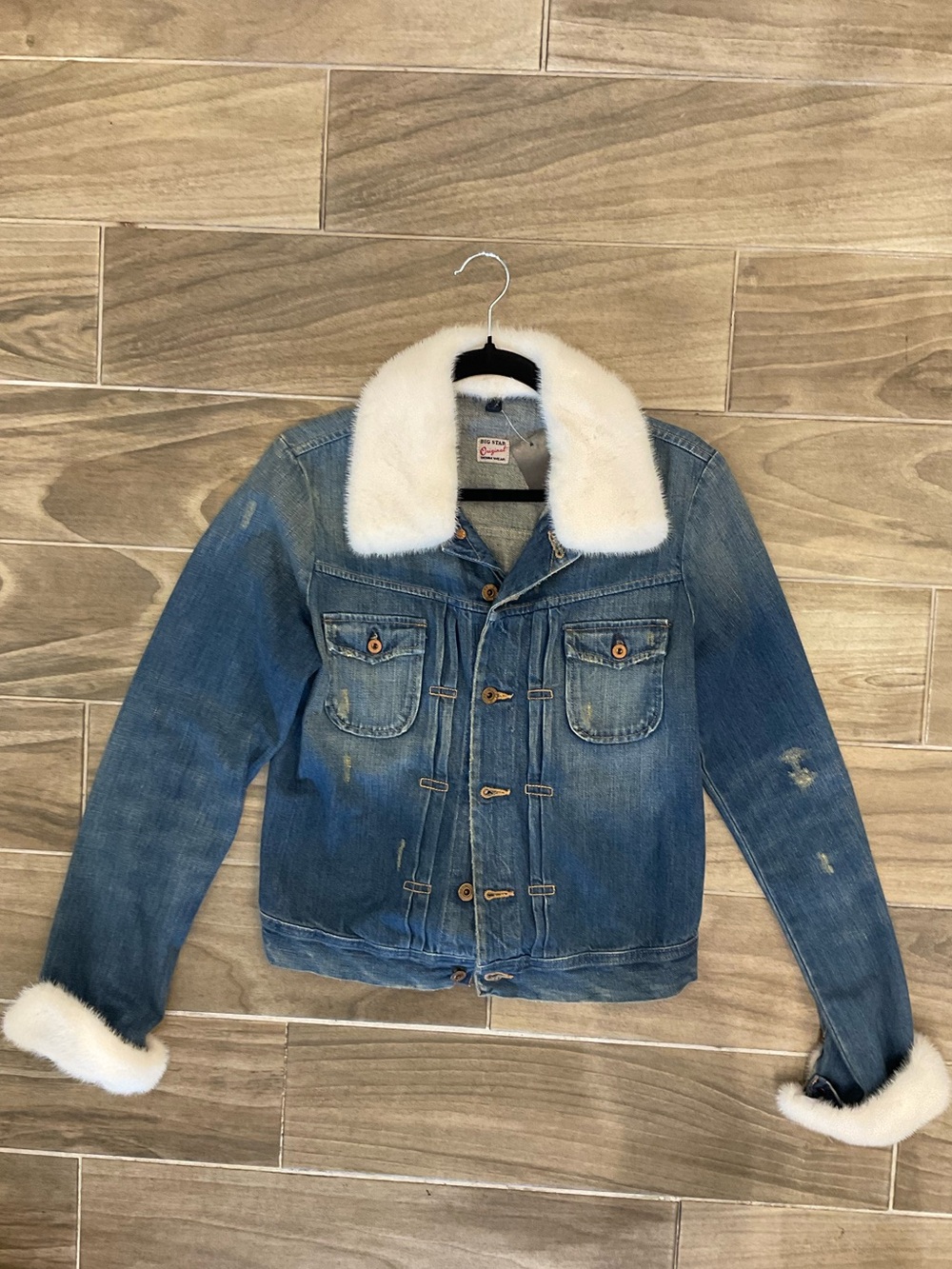 Denim Faux Fur Trim Jacket